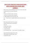 CNA STATE PRACTICE EXAM QUESTIONS  WITH VERIFIED SOLUTIONS 100&percnt;  CORRECT&period;