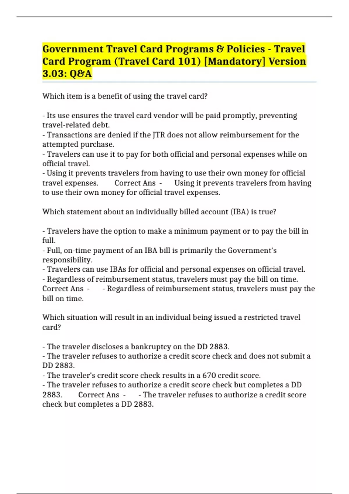 Government Travel Card Programs & Policies Travel Card Program