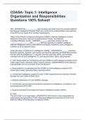 CDASA- Topic 1: Intelligence Organization and Responsibilities Questions 100% Solved!