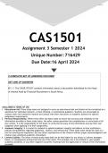 CAS1501 Assignment 3 (ANSWERS) Semester 1 2024 - DISTINCTION GUARANTEED. 