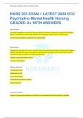 NURS 355 EXAM 1 LATEST 2024 VCU  Psychiatric-Mental Health Nursing GRADED A&plus; WITH ANSWERS
