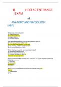 HESI A2 ENTRANCE EXAM OF ANATOMY AND PHSIOLOGY(A&P)