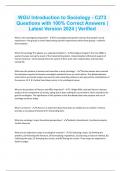 WGU Introduction to Sociology - C273 Questions with 100&percnt; Correct Answers &vert; Latest Version 2024 &vert; Verified