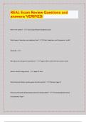 REAL Exam Review Questions and  answers&sol; VERIFIED&sol;&vert; LATEST EXAM UPDATES&vert; 2024&sol;25 &vert;