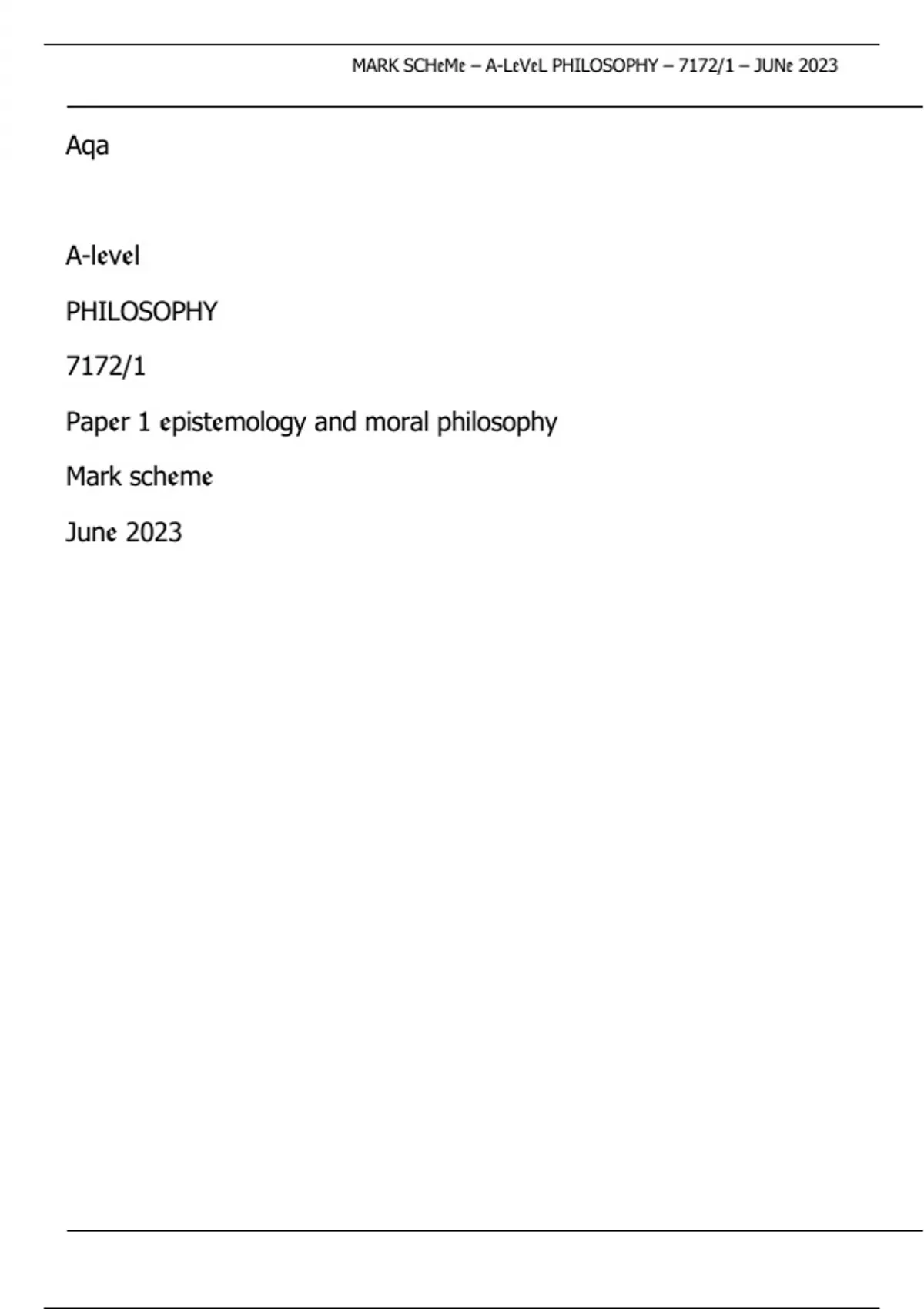 AQA A Level Philosophy 7172 1 Paper 1 Epistemology And Moral Philosophy 
