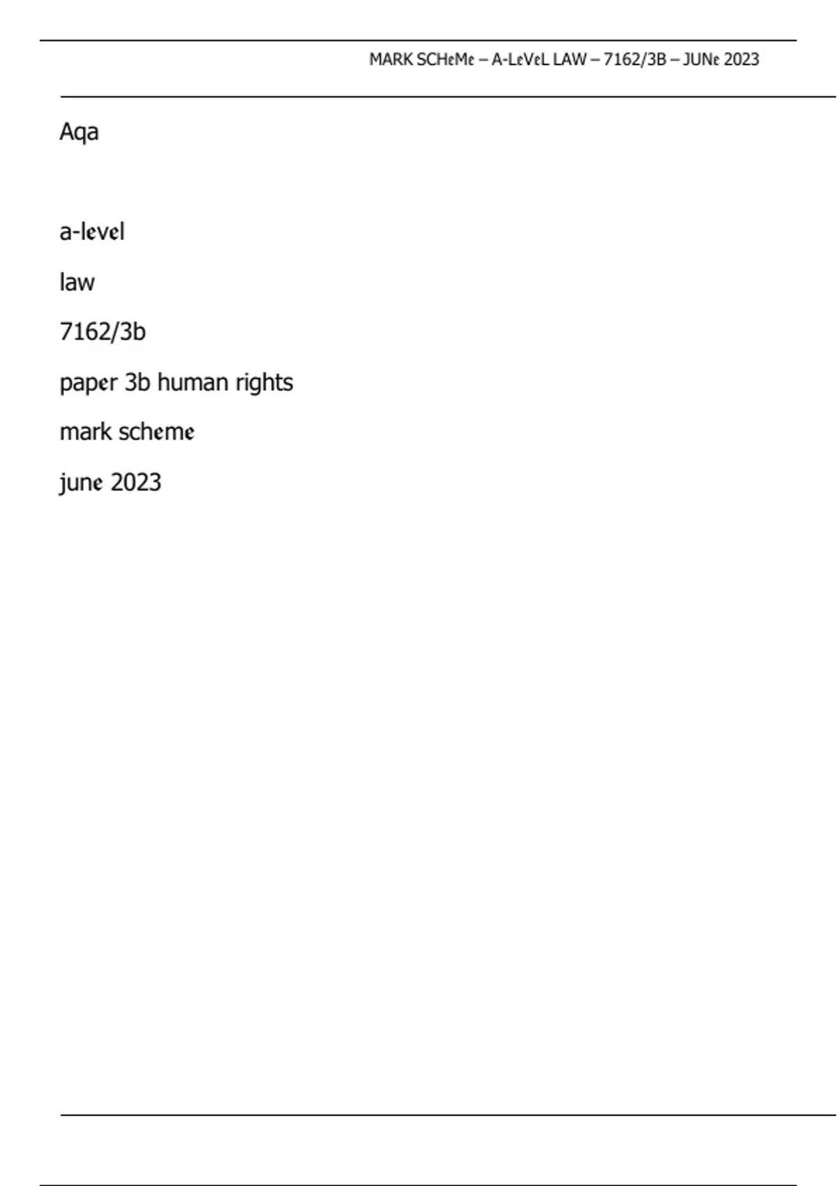 AQA A-Level Law 7162/3B Paper 3B Human Rights Mark Scheme June 2023 ...