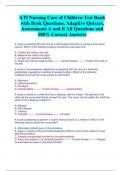 ATI Nursing Care of Children Test Bank  with Book Questions, Adaptive Quizzes,  Assessments A and B All Questions and  100% Correct Answers