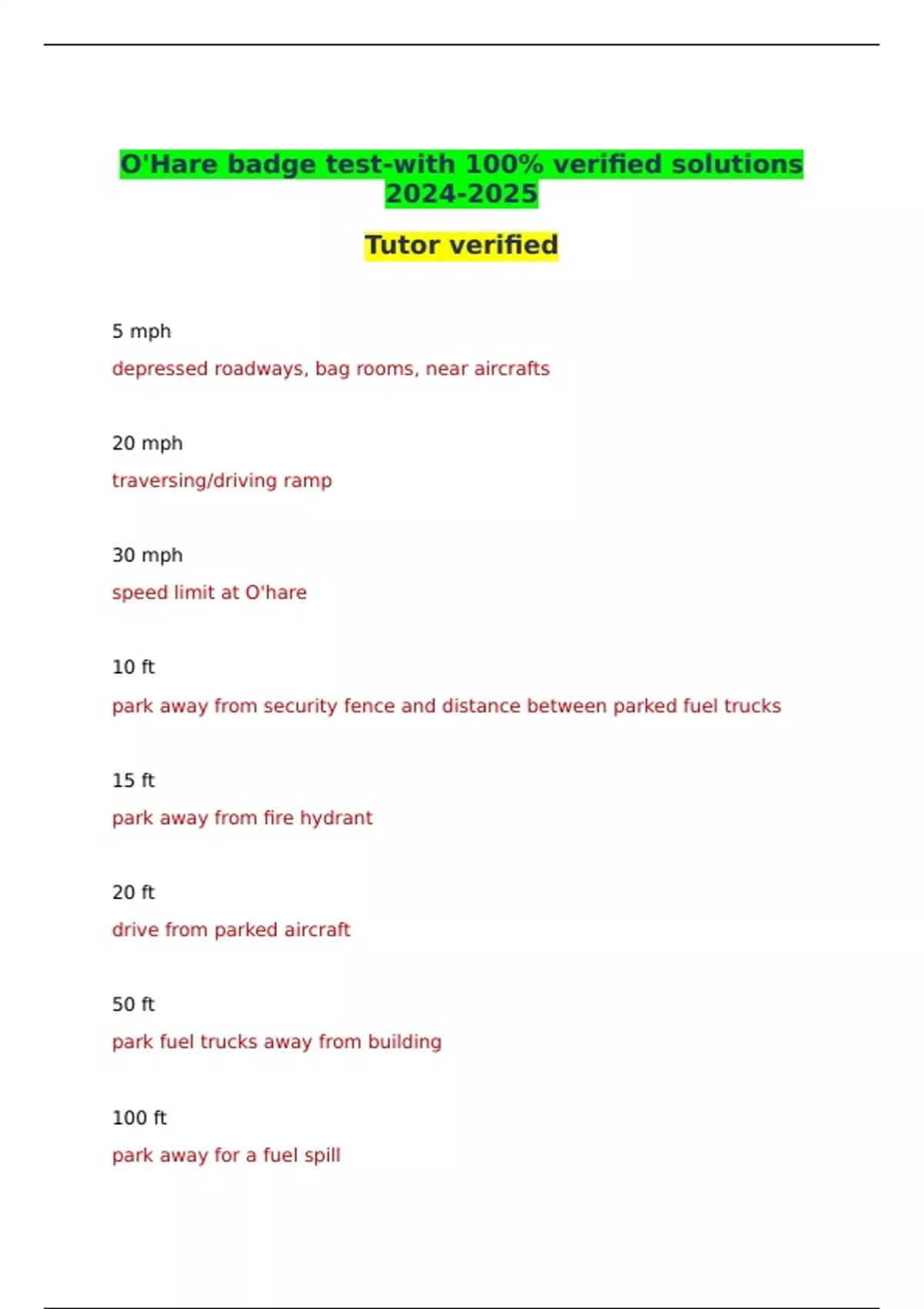 O'Hare badge test-with 100% verified solutions - O\'Hare badge - Stuvia US