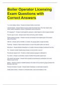 Boiler Operator Licensing  Exam Questions with  Correct Answers