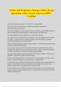 Ammo and Explosive Storage Safety Exam Questions with correct Answers 100&percnt; Verified