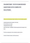 PHLEBOTOMY STATE EXAM REVIEW  QUESTIONS WITH COMPLETE  SOLUTIONS &period;