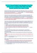 NCLEX Mental Health Exam Questions from Past  Actual Exam Completed 2023-2024 with 100&percnt;  Correct Answers New Latest Version