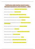California state barber board exam &sol; Revised Questions and Answers &sol; 2024