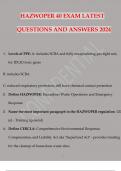 HAZWOPER 40 EXAM LATEST QUESTIONS AND ANSWERS 2024