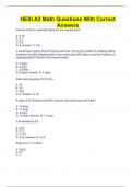HESI A2 Math Questions With Correct Answers