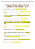 Fresenius Training Exam &sol; Revised Questions and Answers &sol; 2024