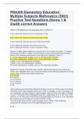 PRAXIS Elementary Education Multiple Subjects Mathmatics (5003) Practice Test Questions (forms 1 & 2)with correct Answers