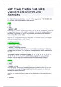Math Praxis Practice Test (5003) Questions and Answers with Rationales.