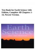Test Bank for Earth Science 14th Edition By Tarbuck, Complete All Chapters 1- 14, Newest Version.
