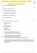 TEST BANK FOR HIGHER HUMAN BIOLOGY WITH 100&percnt; CORRECT ANSWERS