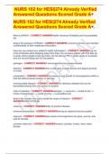 NURS 102 for HESI|274 Already Verified Answered Questions Scored Grade A+