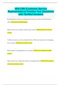 HDI-CSR (Customer Service  Representative) Practice Test Questions  with Verified Answers