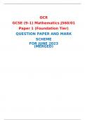 OCR  GCSE (9–1) Mathematics J560/01 Paper 1 (Foundation Tier)  QUESTION PAPER AND MARK SCHEME FOR JUNE 2023 (MERGED) 