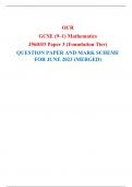 OCR  GCSE (9–1) Mathematics J560/03 Paper 3 (Foundation Tier)  QUESTION PAPER AND MARK SCHEME FOR JUNE 2023 (MERGED)