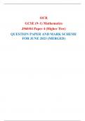 CR  GCSE (9–1) Mathematics J560/04 Paper 4 (Higher Tier)  QUESTION PAPER AND MARK SCHEME FOR JUNE 2023 (MERGED)