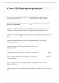 Chem 120 final exam questions Solved And Rated 100% Latest Update 2024.