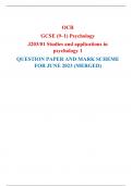 CR  GCSE (9–1) Psychology J203/01 Studies and applications in psychology 1  QUESTION PAPER AND MARK SCHEME FOR JUNE 2023 (MERGED)