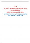 CR  GCSE (9–1) Religious Studies (Short Course) J625/04 Buddhism  Beliefs and teachings & Practices QUESTION PAPER AND MARK SCHEME FOR JUNE 2023 (MERGED)