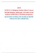 OCR  GCSE (9–1) Religious Studies (Short Course) J625/06 Religion, philosophy and ethics in the modern world from a Christian perspective QUESTION PAPER AND MARK SCHEME FOR JUNE 2023 (MERGED) 