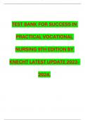 TEST BANK FOR SUCCESS IN PRACTICAL VOCATIONAL NURSING 9TH EDITION 