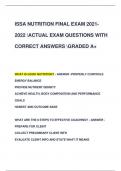 ISSA NUTRITION FINAL EXAM 2021- 2022 ACTUAL EXAM QUESTIONS WITH  CORRECT ANSWERS GRADED A+