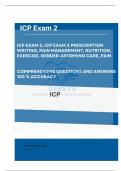 ICP EXAM 2, ICP Exam 2 Prescription Writing, Pain Management, Nutrition, Exercise, Gender Affirming Care, Pain Questions and Answers|Updated 2024 