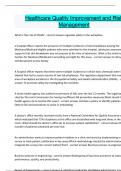 Healthcare Quality Improvement and Risk Management Questions and answers latest update