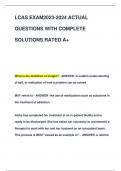 LCAS EXAM2023-2024 ACTUAL  QUESTIONS WITH COMPLETE  SOLUTIONS RATED A+