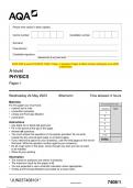 2023 AQA A-level PHYSICS 7408&sol;1 Paper 1 Question Paper & Mark scheme &lpar;Merged&rpar; June 2023 &lbrack;VERIFIED&rsqb;