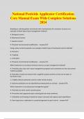 National Pesticide Applicator Certification Core Manual Exam With Complete Solutions 2024