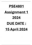 PSE4801 ASSIGNMENT 1 2024 COMPLETE ANSWERS