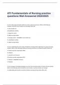 ATI Fundamentals of Nursing practice questions Well Answered 2024/2025