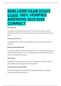 RIMS-CRMP EXAM STUDY GUIDE 100% VERIFIED  ANSWERS 2024/2025  CORRECT RATED A+= 