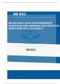 {Answered} NR 602 Final Exam QUESTIONS AND ANSWERS 2024 PRACTICE QUESTIONS |Updated 2024|1. The CNL role includes: a. client and community advocacy. b. evidence-based practice. c. oversight of care delivery and outcomes. d. all of the above....