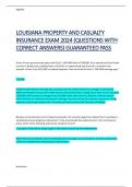 LOUISIANA PROPERTY AND CASUALTY  INSURANCE EXAM 2024 (QUESTIONS WITH  CORRECT ANSWERS) GUARANTEED PASS 