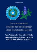 Texas Wastewater Class A Study Guide Exam Questions Containing 194 Terms with Certified Solutions 2024-2025. Terms like: When is blue-green algae the most dominant on a pond treatment system? - Answer: Summer