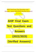AHIP ,Final ,Exam ,Test ,Questions ,and Answers ,(2022/2023) ,(Verified ,Answers)