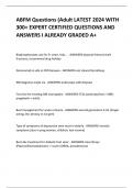 ABFM Questions (Adult LATEST 2024 WITH  300+ EXPERT CERTIFIED QUESTIONS AND  ANSWERS I ALREADY GRADED A+