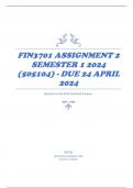 FIN3701 Assignment 2 Semester 1 2024 (505104) - DUE 24 April 2024