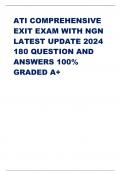 ATI COMPREHENSIVE EXIT EXAM WITH NGN LATEST UPDATE 2024 180 QUESTION AND answers
